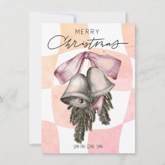 Cartes Pour Fêtes Annuelles Vintage Joyeux Noël Cloches Rubans Noël