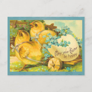 Cartes Pour Fêtes Annuelles Vintage Joyeux Poussins de Pâques
