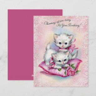 Cartes Pour Fêtes Annuelles Vintage Kittens Penser À Vous Joyeux Anniversaire