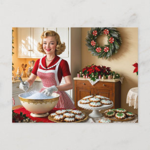 Cartes Pour Fêtes Annuelles Vintage Lady Cuisine de Noël Cookies