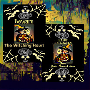 Cartes Pour Fêtes Annuelles Vintage Méfiez-Vous De L'Heure De Sorcière Hallowe