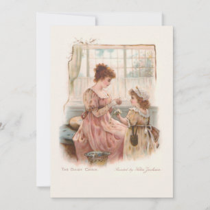 Cartes Pour Fêtes Annuelles Vintage mère et enfant confectionnant des chaînes 