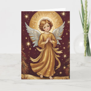 Cartes Pour Fêtes Annuelles Vintage mignon Ange de Noël Message personnalisé