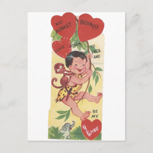 Cartes Pour Fêtes Annuelles Vintage "Monkey Business" Valentine