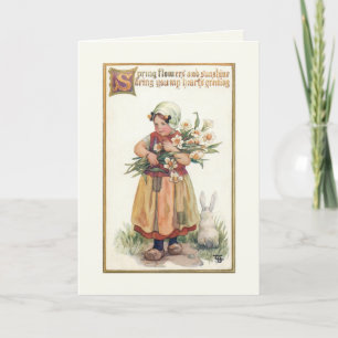 Cartes Pour Fêtes Annuelles Vintage Néerlandaise avec les Jonquils de Printemp