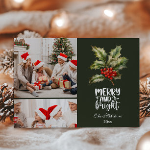 Cartes Pour Fêtes Annuelles Vintage Noël 2 Photos Célébration de famille