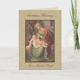 Cartes Pour Fêtes Annuelles Vintage Noël Bébé Jésus prêtre catholique