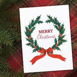 Cartes Pour Fêtes Annuelles Vintage Noël Berry Wreath Joyeux Noël