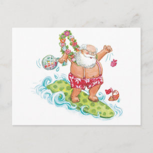 Cartes Pour Fêtes Annuelles Vintage Noël Cartoon Surf Santa Claus