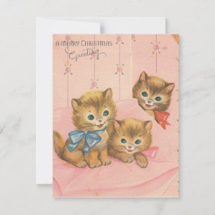 Cartes Pour Fêtes Annuelles Vintage Noël Cute Kittens