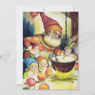 Cartes Pour Fêtes Annuelles Vintage Noël Gnome Cuisine Pour Enfants