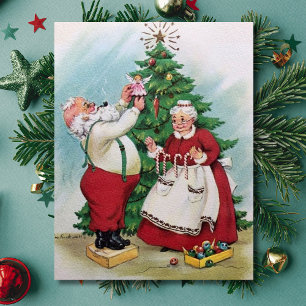Cartes Pour Fêtes Annuelles Vintage Noël Mr. Et Mme Claus
