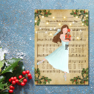 Cartes Pour Fêtes Annuelles Vintage Noël Partition Musique et Ballerina