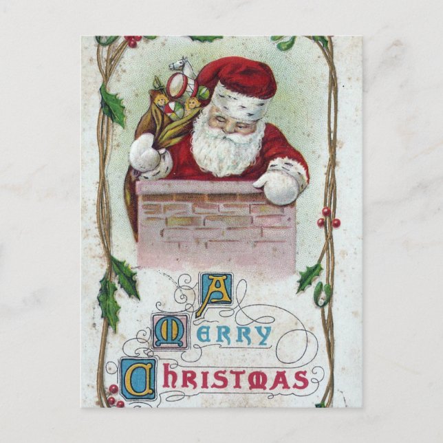 Cartes Pour Fêtes Annuelles Vintage Noël Père Noël (Devant)