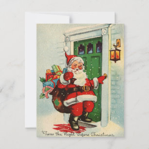 Cartes Pour Fêtes Annuelles Vintage Noël Père Noël Anneaux sonnerie