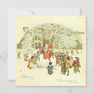 Cartes Pour Fêtes Annuelles Vintage Noël Père Noël avec enfants