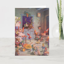Vintage Noël, Santa Claus avec Elves Atelier