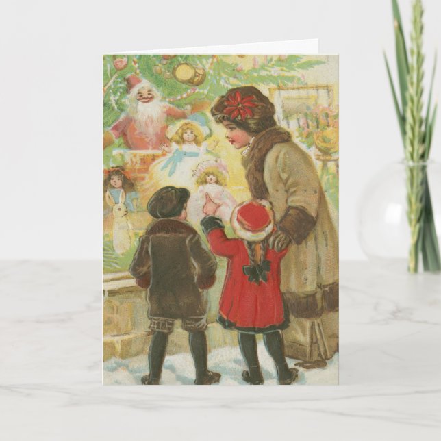 Cartes Pour Fêtes Annuelles Vintage Noël Vieux Mode Shopping (Devant)