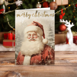Cartes Pour Fêtes Annuelles Vintage Père Noël Joyeux Noël