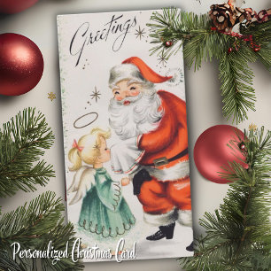 Cartes Pour Fêtes Annuelles Vintage Père Noël Little Angel Custom Christmas