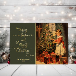 Cartes Pour Fêtes Annuelles Vintage préparant un arbre de Noël