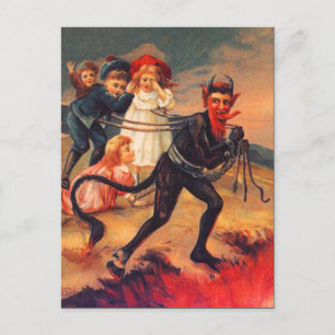 Cartes Pour Fêtes Annuelles Vintage Redheaded Krampus Postcard
