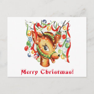 Cartes Pour Fêtes Annuelles Vintage Reindeer de Noël Confetti