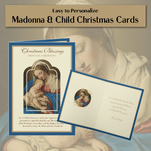 Cartes Pour Fêtes Annuelles Vintage Religieux Vierge Marie Bébé Jésus Écriture