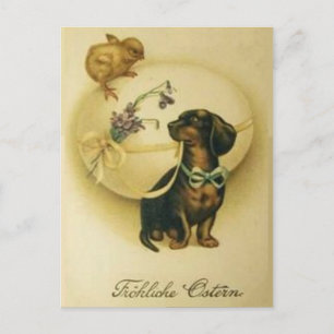 Cartes Pour Fêtes Annuelles Vintage Retro Art German Egg Dachshund Easter