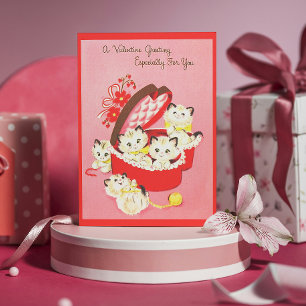 Cartes Pour Fêtes Annuelles Vintage Retro Kitten les années 50 Sweet Rose Vale