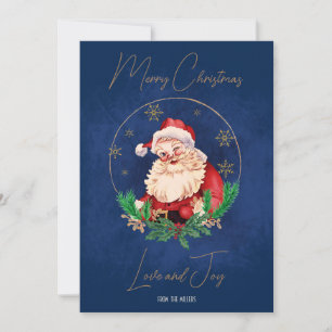 Cartes Pour Fêtes Annuelles Vintage Retro Rouge Bleu Père Noël Joyeux Noël