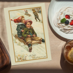 Cartes Pour Fêtes Annuelles Vintage Rétro Thème Noël hiver