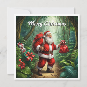 Cartes Pour Fêtes Annuelles Vintage Rouge Jungle Funny Noël Non-Photo