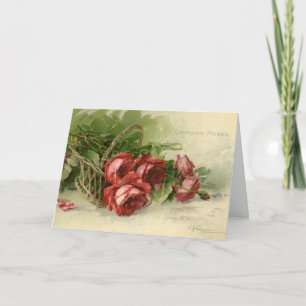 Cartes Pour Fêtes Annuelles Vintage Saint Valentin Amour, Crimson Red Roses