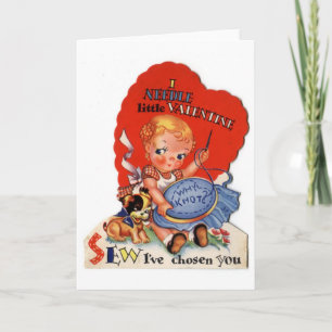 Cartes Pour Fêtes Annuelles Vintage Saint Valentin fille coudre