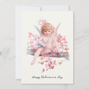 Cartes Pour Fêtes Annuelles Vintage Saint Valentin souriante cupide avec cou