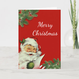 Cartes Pour Fêtes Annuelles Vintage Santa Claus Red Noël Salutation Pold