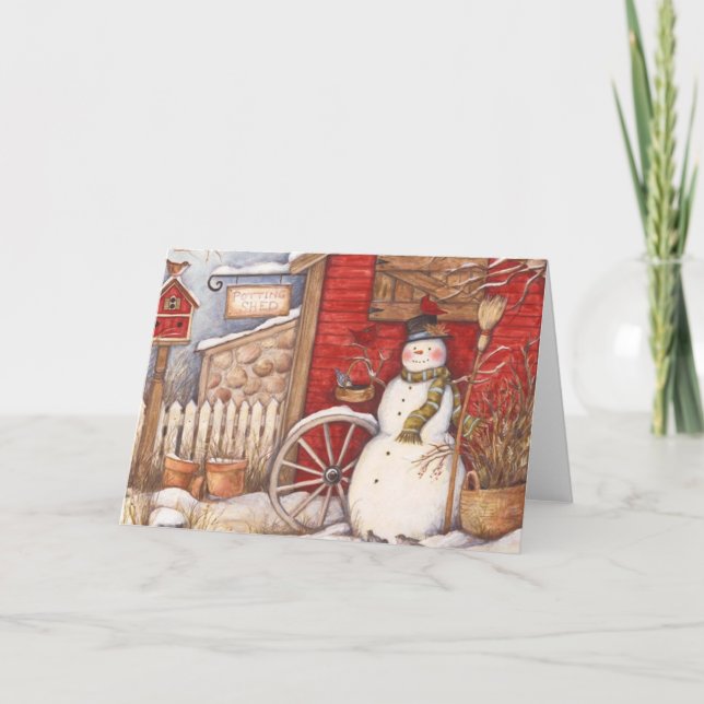 Cartes Pour Fêtes Annuelles Vintage Snowman (Devant)