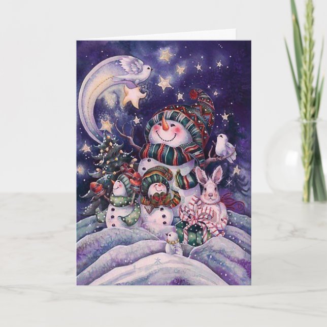 Cartes Pour Fêtes Annuelles Vintage Snowman (Devant)
