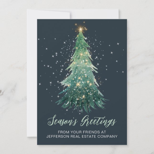 Cartes Pour Fêtes Annuelles Vintage Sparkling Christmas Tree Entreprise (Devant)