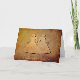 Cartes Pour Fêtes Annuelles Vintage Texture Lesbian Wife Valentine Card
