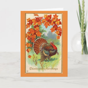 Cartes Pour Fêtes Annuelles Vintage - Thanksgiving Feuilles d'automne,