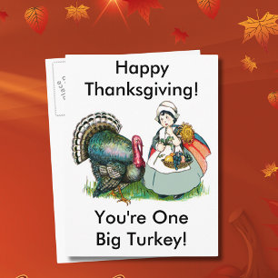 Cartes Pour Fêtes Annuelles Vintage Thanksgiving One Big Turkey Dinner, ZSSG