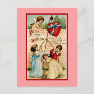 Cartes Pour Fêtes Annuelles Vintage true Valentine, enfant, cupide, heart