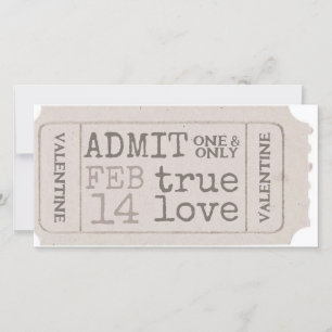 Cartes Pour Fêtes Annuelles Vintage Valentine Ticket True Love Admit One Sweet