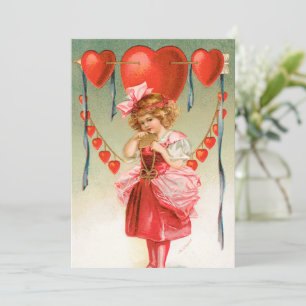 Cartes Pour Fêtes Annuelles Vintage Valentines Day, Victorian Girl with Heart