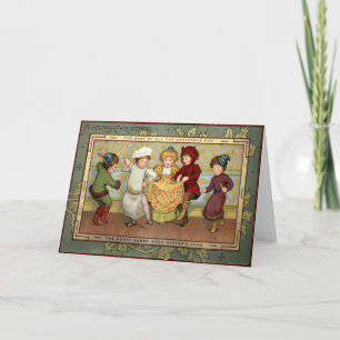 Cartes Pour Fêtes Annuelles Vintage Victorian Dancing Children