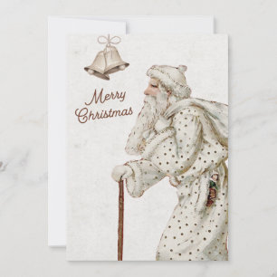 Cartes Pour Fêtes Annuelles Vintage Vieux Monde Père Noël avec Canne