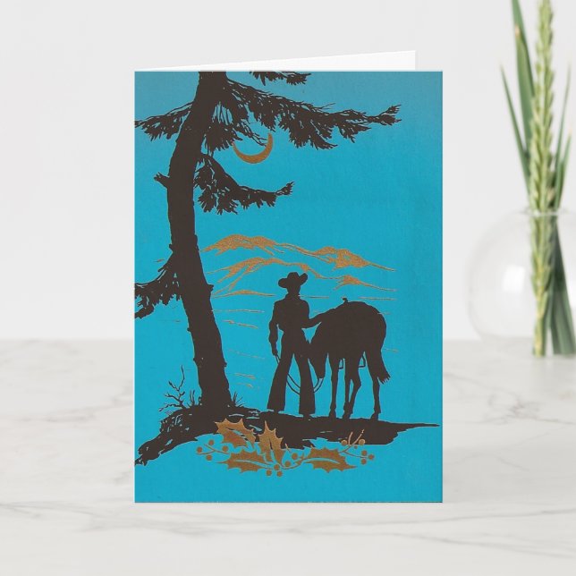 Cartes Pour Fêtes Annuelles Vintage Western Cowboy (Devant)