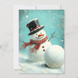 Cartes Pour Fêtes Annuelles Vintage Whimsical Winter Snowman Joie
